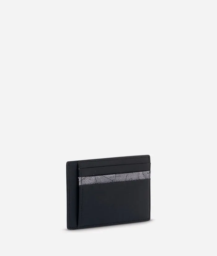 Man Card Cases and Keyrings Alviero Martini Small Leather Card Holder Geo Dark Fabric Trims