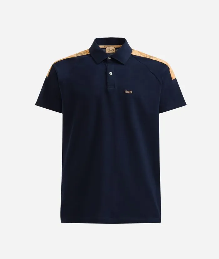 Man Knitwears Shirts and TShirts Alviero Martini Stretch Cotton Polo Shirt With Shoulder Details Navy Blue