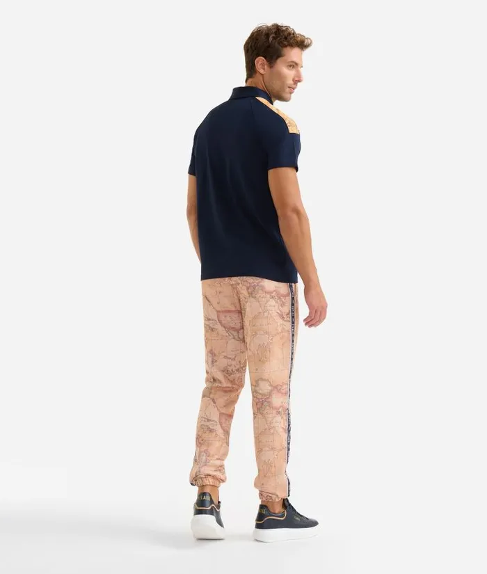 Man Knitwears Shirts and TShirts Alviero Martini Stretch Cotton Polo Shirt With Shoulder Details Navy Blue