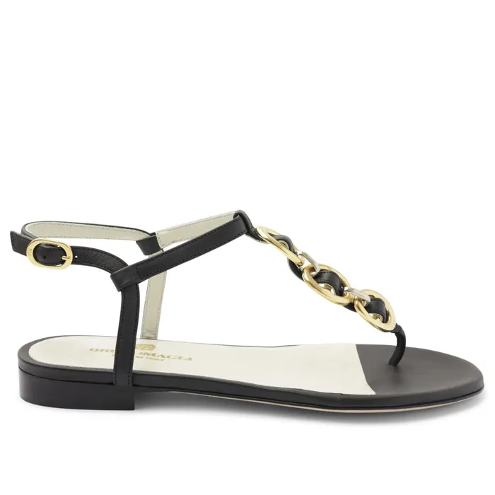 Marina Leather Embellished Thong Sandal 8211 Black Women Bruno Magli Sandals and Slides
