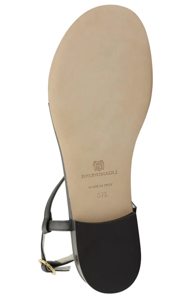Marina Leather Embellished Thong Sandal 8211 Black Women Bruno Magli Sandals and Slides