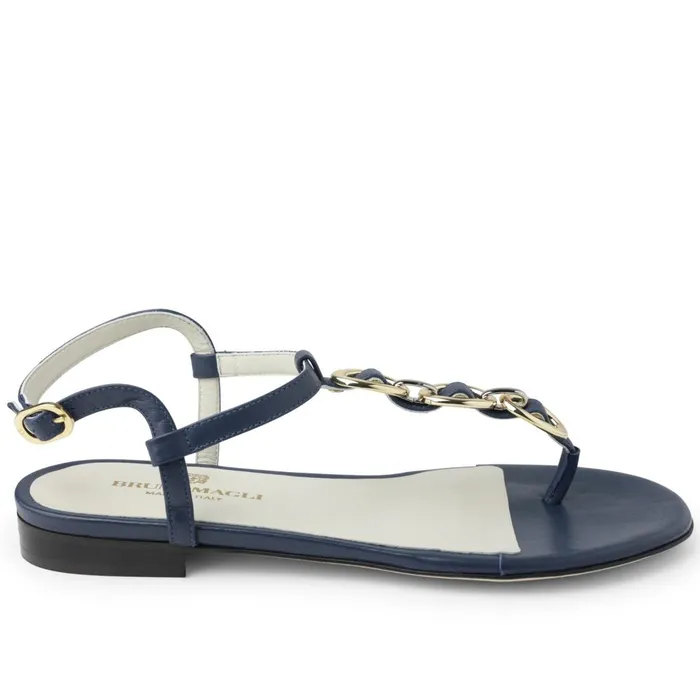 Marina Leather Embellished Thong Sandal 8211 Navy Women Bruno Magli Sandals and Slides
