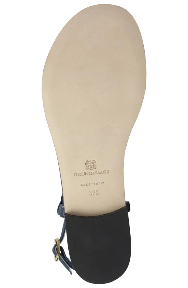 Marina Leather Embellished Thong Sandal 8211 Navy Women Bruno Magli Sandals and Slides