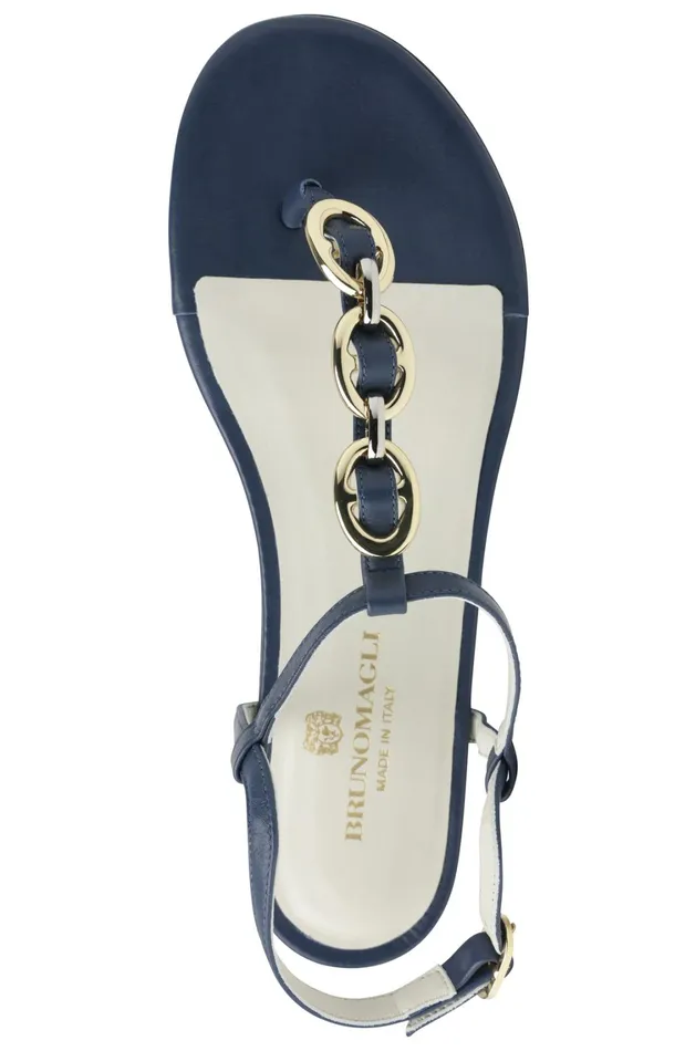 Marina Leather Embellished Thong Sandal 8211 Navy Women Bruno Magli Sandals and Slides