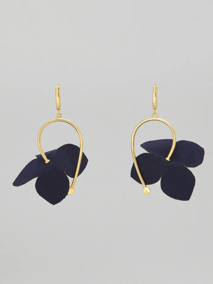 Marni Bicoloured Cotton Flower Flora Earrings Blublack Womens Earrings Marni Bicoloured Cotton Flower Flora Earrings Blublack Womens Earrings