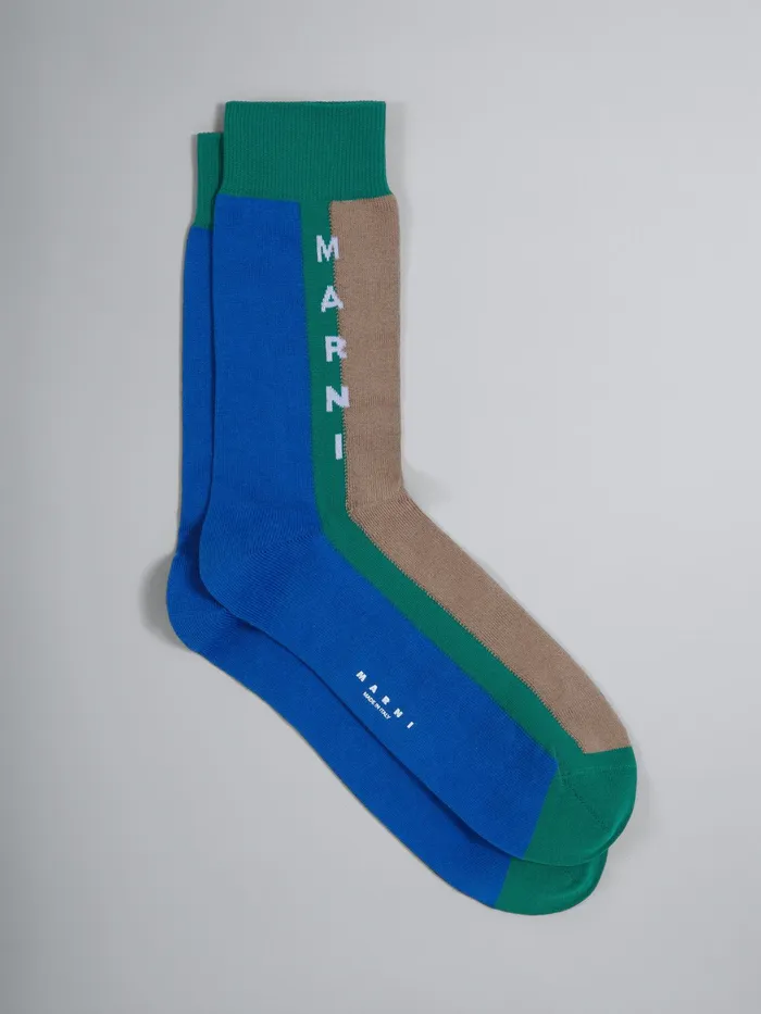 Marni Blue And Green Lisle Cotton And Nylon Sock Astral Blue Mens Socks