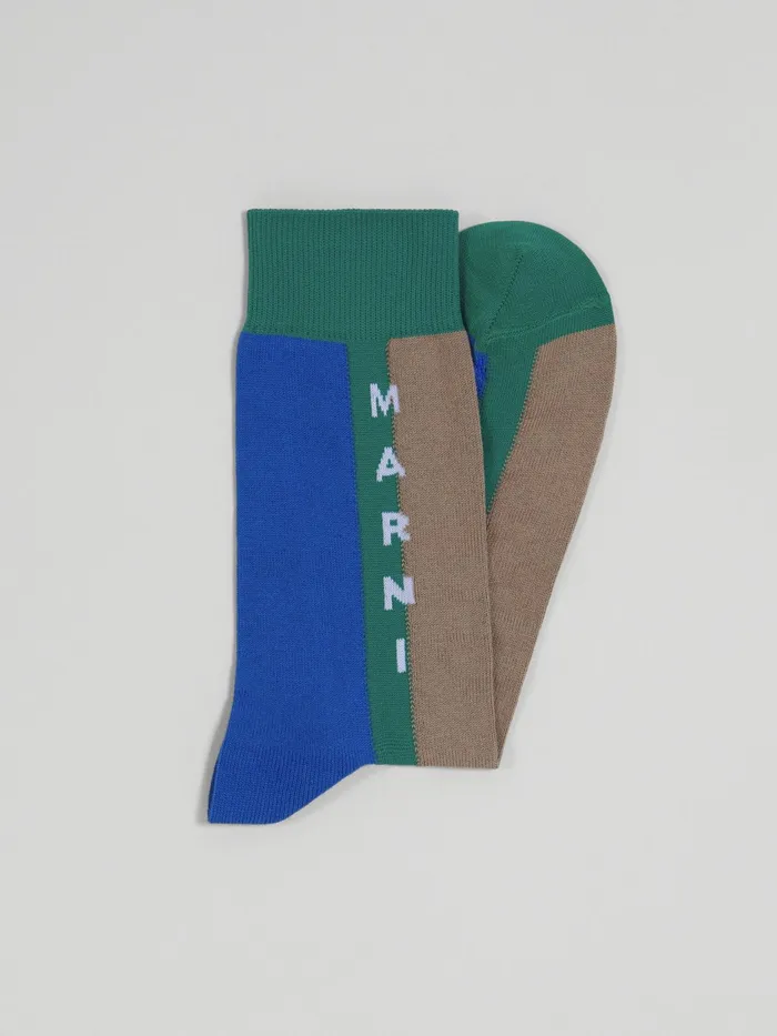 Marni Blue And Green Lisle Cotton And Nylon Sock Astral Blue Mens Socks Marni Blue And Green Lisle Cotton And Nylon Sock Astral Blue Mens Socks