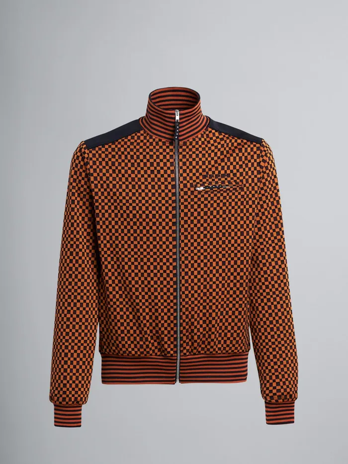 Marni Check Jacquard Jersey Jacket Alkekengi Mens Sweatshirts and Tshirts