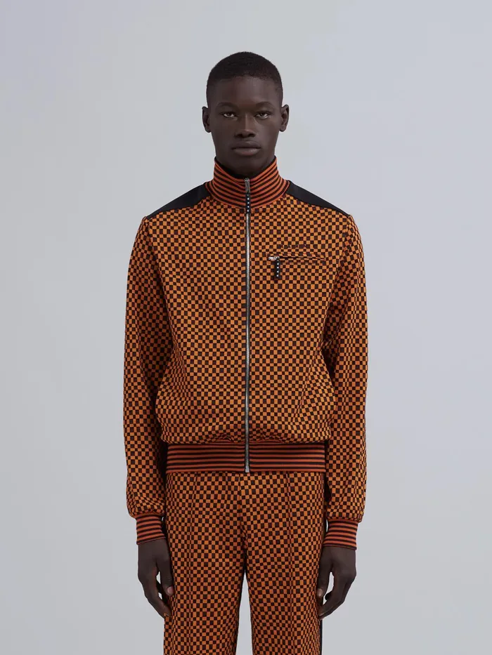 Marni Check Jacquard Jersey Jacket Alkekengi Mens Sweatshirts and Tshirts Marni Check Jacquard Jersey Jacket Alkekengi Mens Sweatshirts and Tshirts