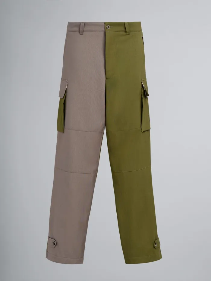 Marni Colourblock Tropical Wool Cargo Trousers Dusty Olive Mens Trousers