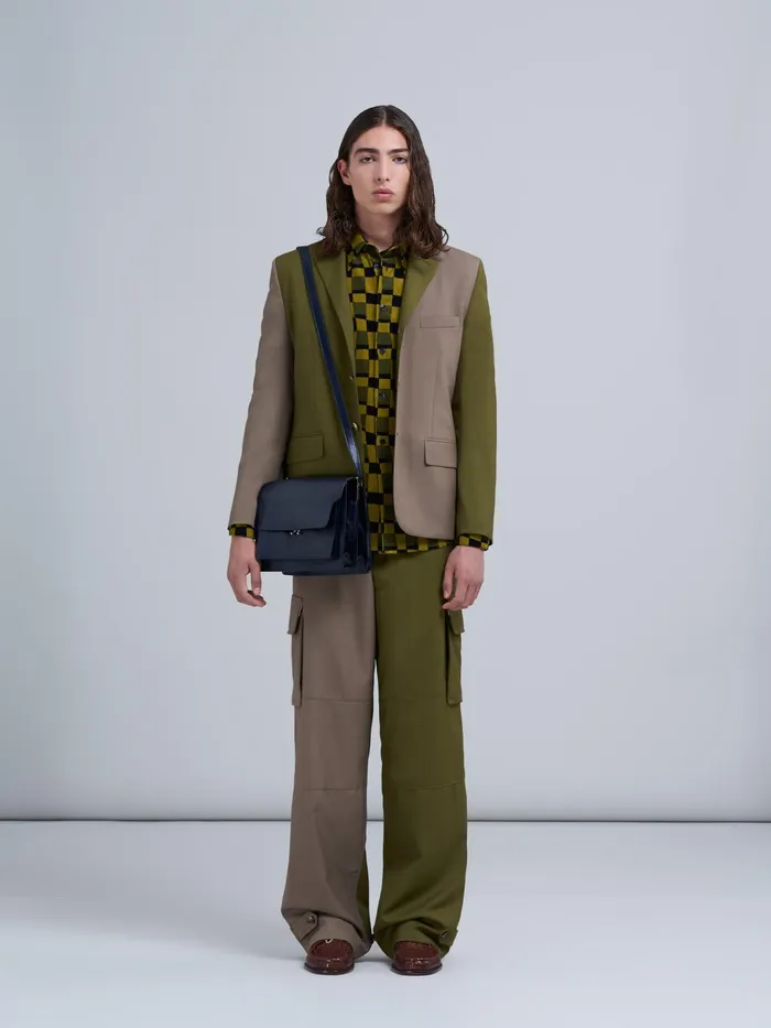 Marni Colourblock Tropical Wool Cargo Trousers Dusty Olive Mens Trousers Marni Colourblock Tropical Wool Cargo Trousers Dusty Olive Mens Trousers