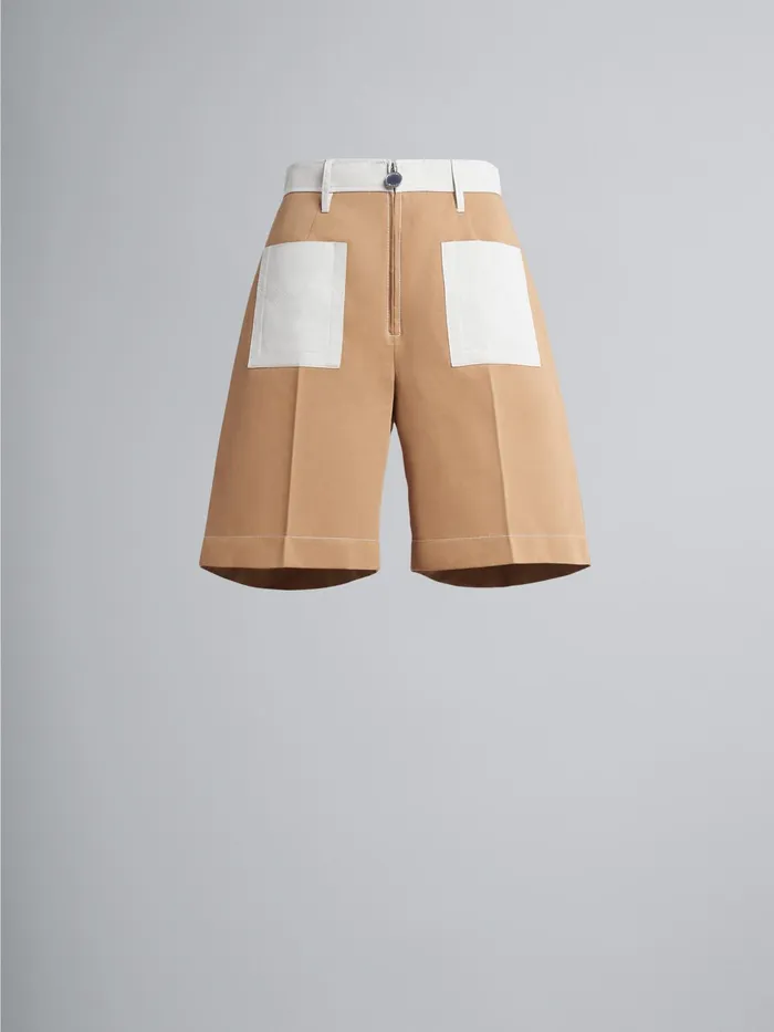 Marni Cotton Drill Shorts Maroon Womens Pants