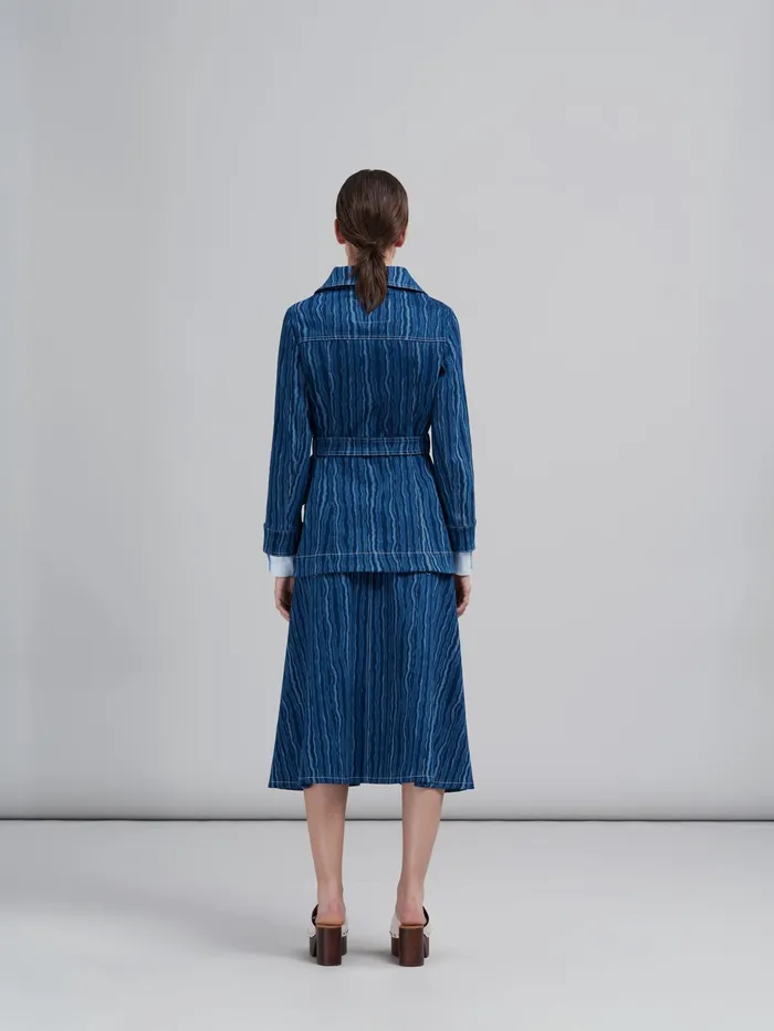 Marni Degrad Denim Safari Jacket Blublack Womens Coats and Jackets Marni Degrad Denim Safari Jacket Blublack Womens Coats and Jackets