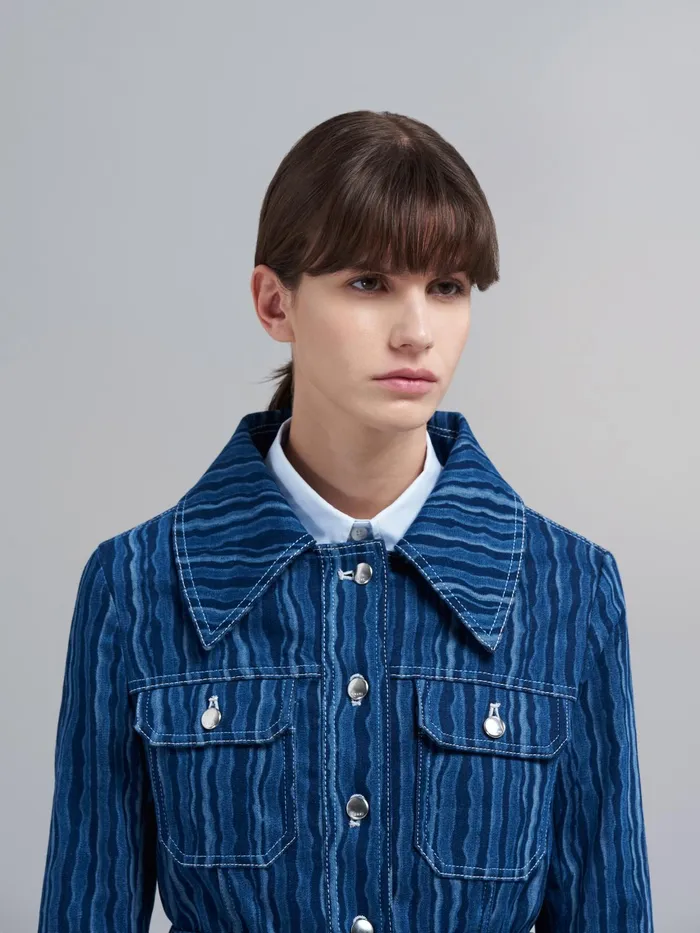 Marni Degrad Denim Safari Jacket Blublack Womens Coats and Jackets Marni Degrad Denim Safari Jacket Blublack Womens Coats and Jackets