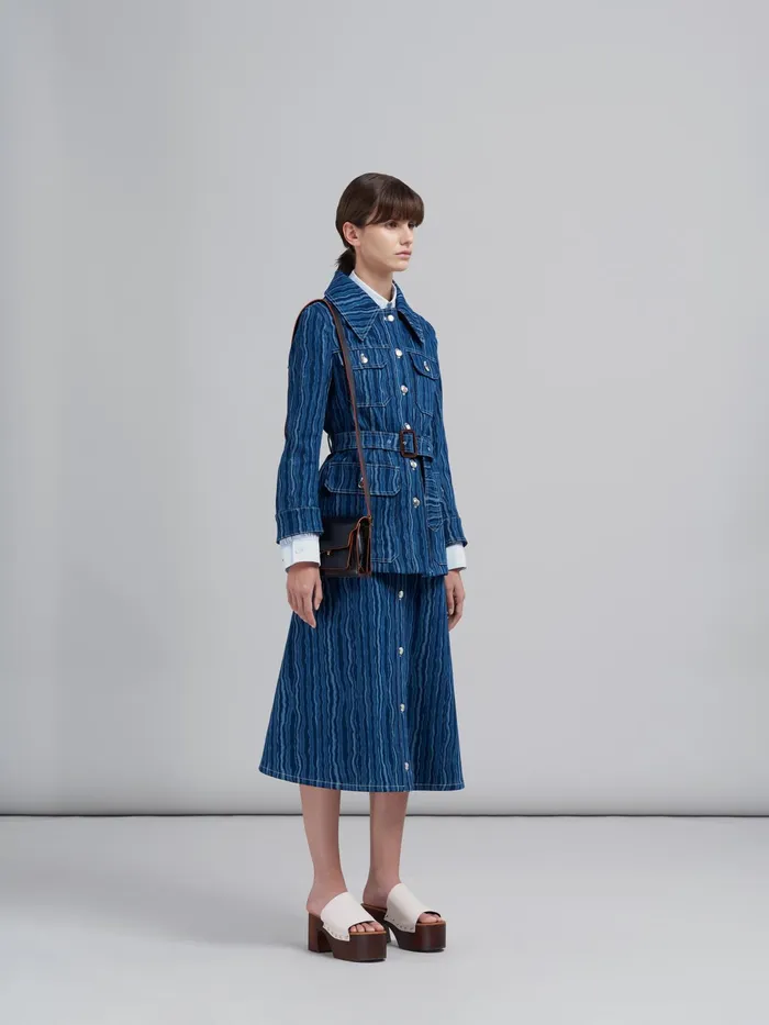 Marni Degrad Denim Safari Jacket Blublack Womens Coats and Jackets Marni Degrad Denim Safari Jacket Blublack Womens Coats and Jackets