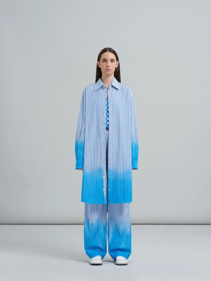 Marni Dipdyed Poplin Dress Iris Blue Womens Dresses Marni Dipdyed Poplin Dress Iris Blue Womens Dresses