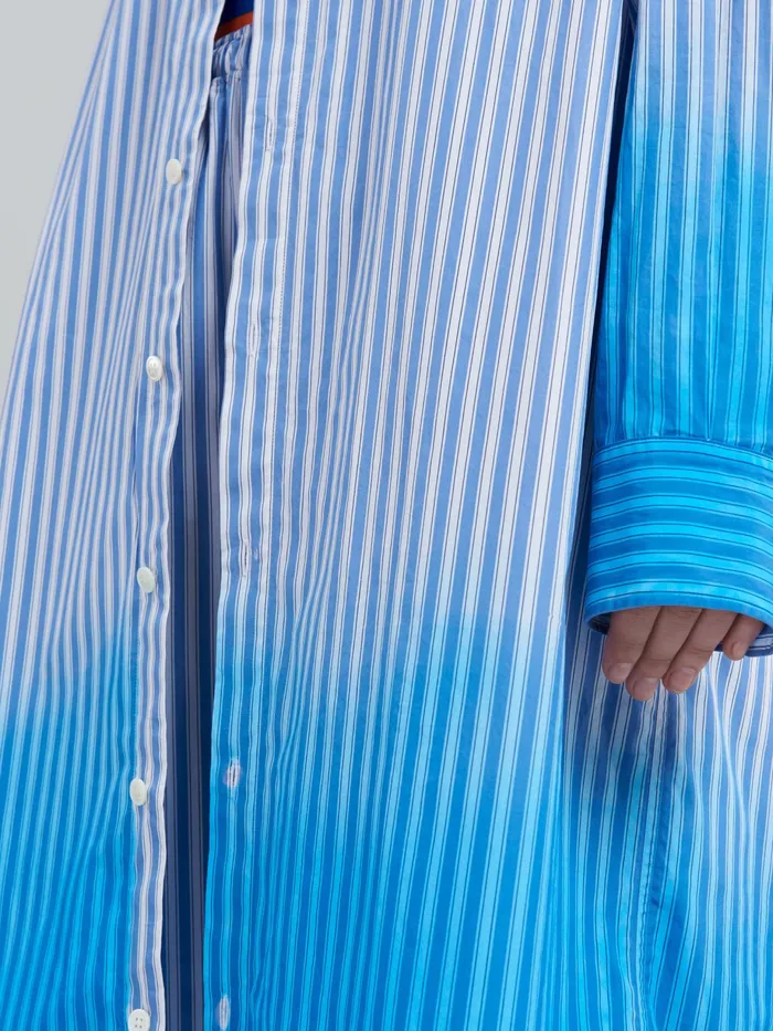 Marni Dipdyed Poplin Dress Iris Blue Womens Dresses Marni Dipdyed Poplin Dress Iris Blue Womens Dresses