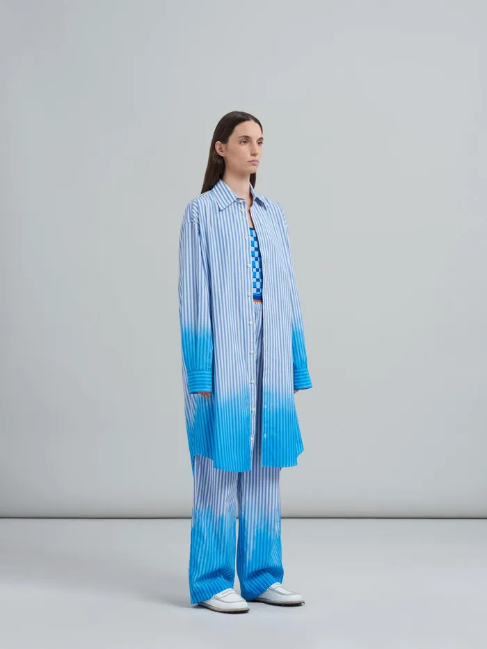 Marni Dipdyed Poplin Dress Iris Blue Womens Dresses Marni Dipdyed Poplin Dress Iris Blue Womens Dresses