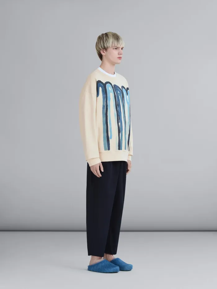 Marni Dripping Logo Bio Jersey Tshirt Bluette Mens Sweatshirts and Tshirts Marni Dripping Logo Bio Jersey Tshirt Bluette Mens Sweatshirts and Tshirts