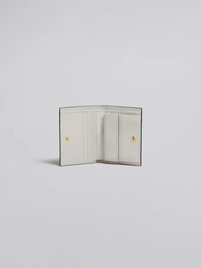 Marni Grey Brown And Red Saffiano Leather Bifold Wallet Tulip Womens Wallets and Small Leather Goods