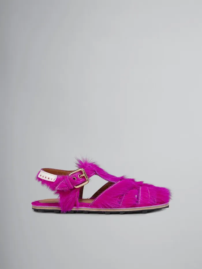 Marni Long Calf Hair Fisherman039s Sandal Fuchsia Womens Sandals and Wedges