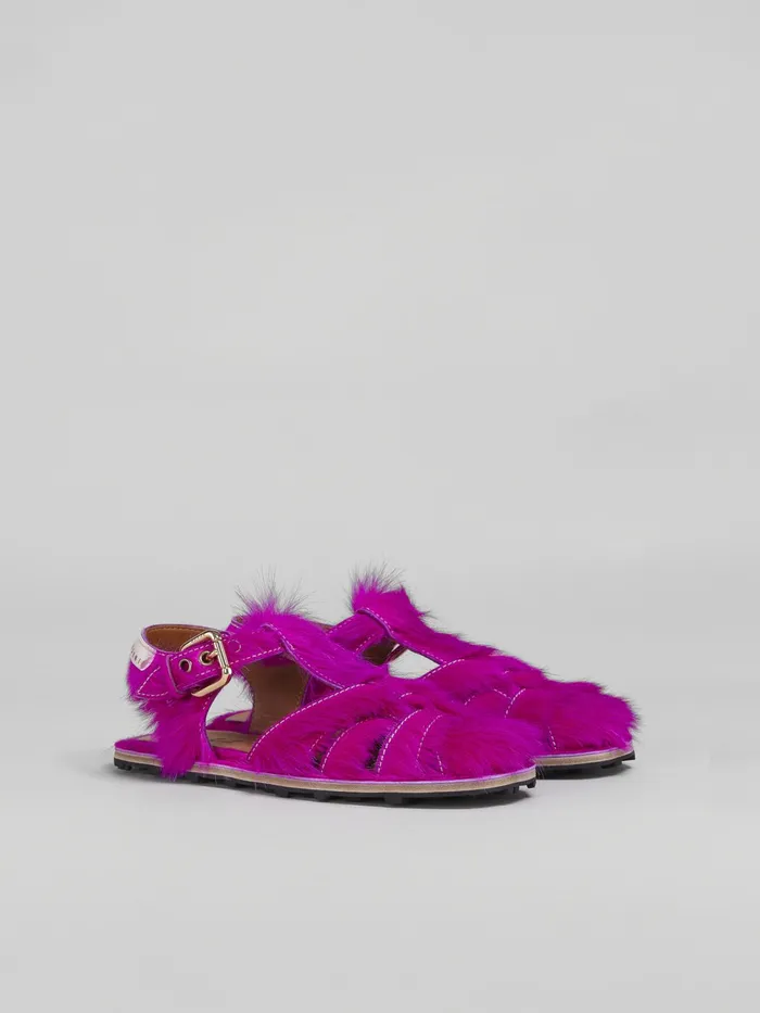 Marni Long Calf Hair Fisherman039s Sandal Fuchsia Womens Sandals and Wedges Marni Long Calf Hair Fisherman039s Sandal Fuchsia Womens Sandals and Wedges