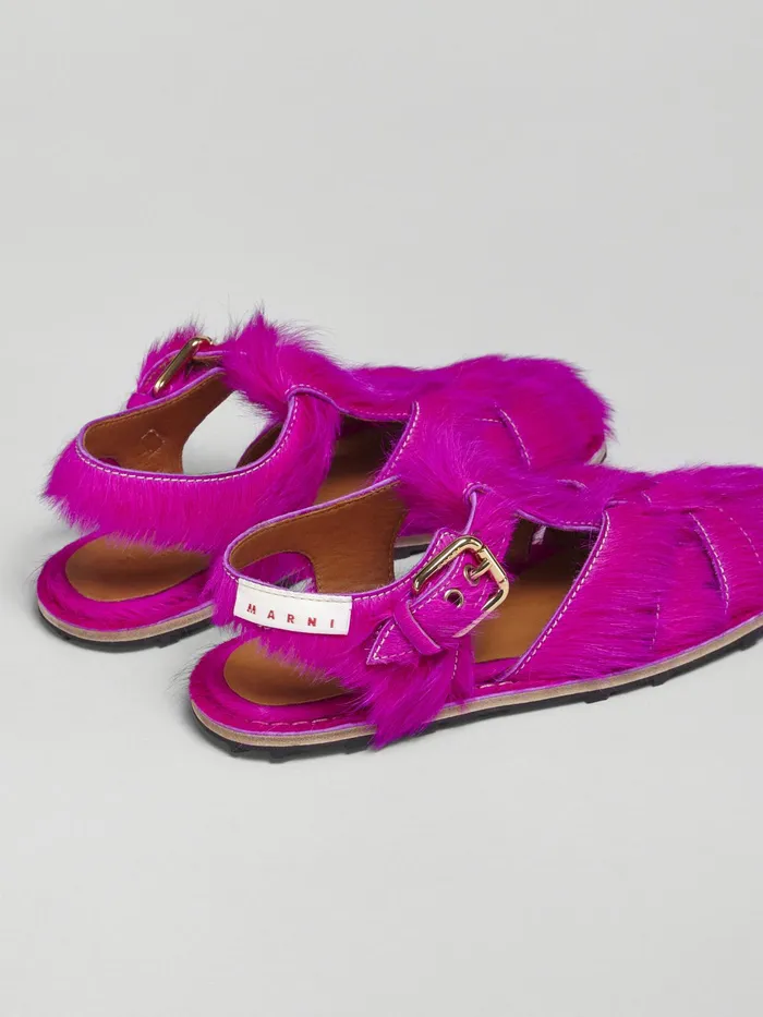 Marni Long Calf Hair Fisherman039s Sandal Fuchsia Womens Sandals and Wedges Marni Long Calf Hair Fisherman039s Sandal Fuchsia Womens Sandals and Wedges