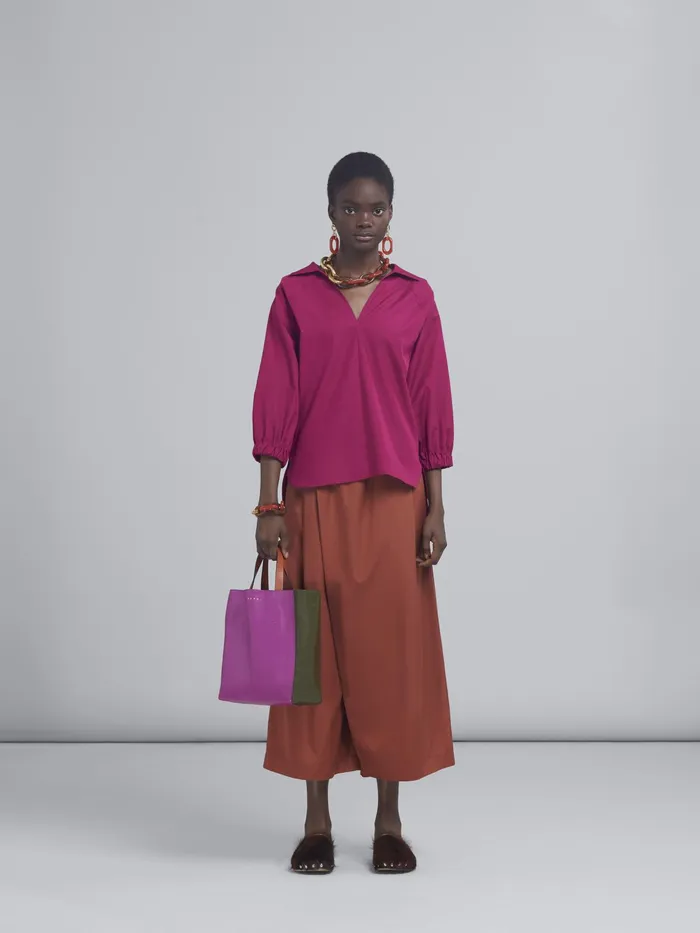 Marni Museo Soft Small Bag In Fuchsia And Green Leather Orchid Womens Shopping Bags Marni Museo Soft Small Bag In Fuchsia And Green Leather Orchid Womens Shopping Bags