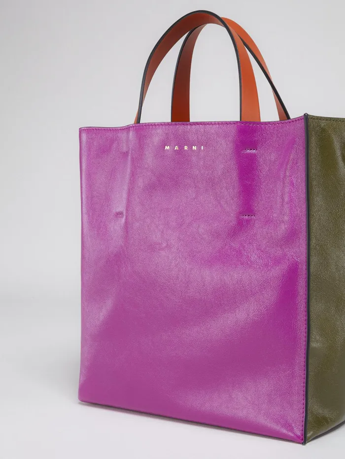 Marni Museo Soft Small Bag In Fuchsia And Green Leather Orchid Womens Shopping Bags Marni Museo Soft Small Bag In Fuchsia And Green Leather Orchid Womens Shopping Bags