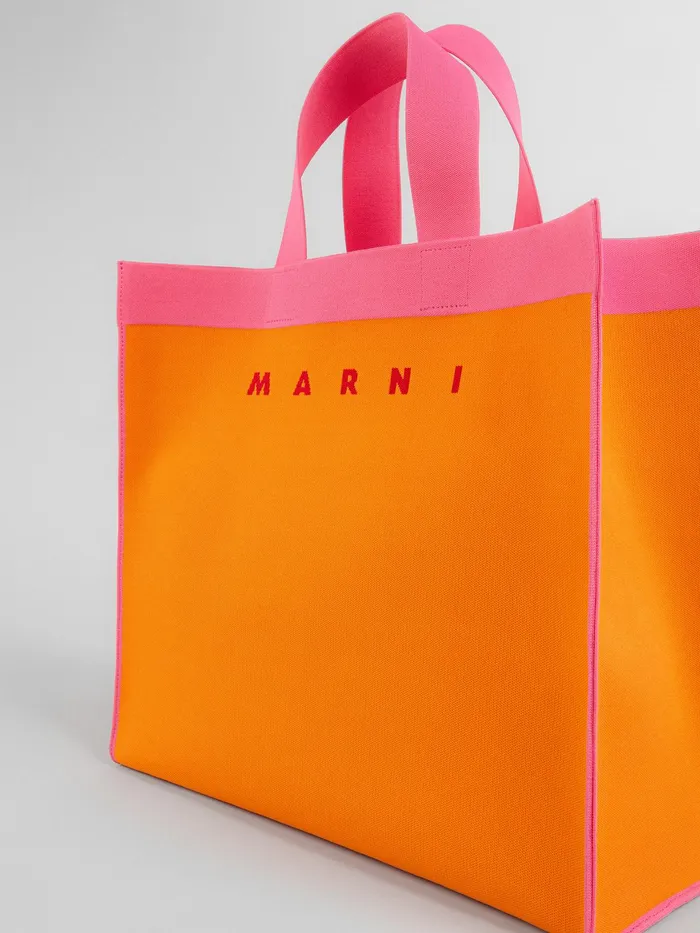 Marni Orange And Pink Jacquard Shopping Bag Light Orange Womens Shopping Bags Marni Orange And Pink Jacquard Shopping Bag Light Orange Womens Shopping Bags