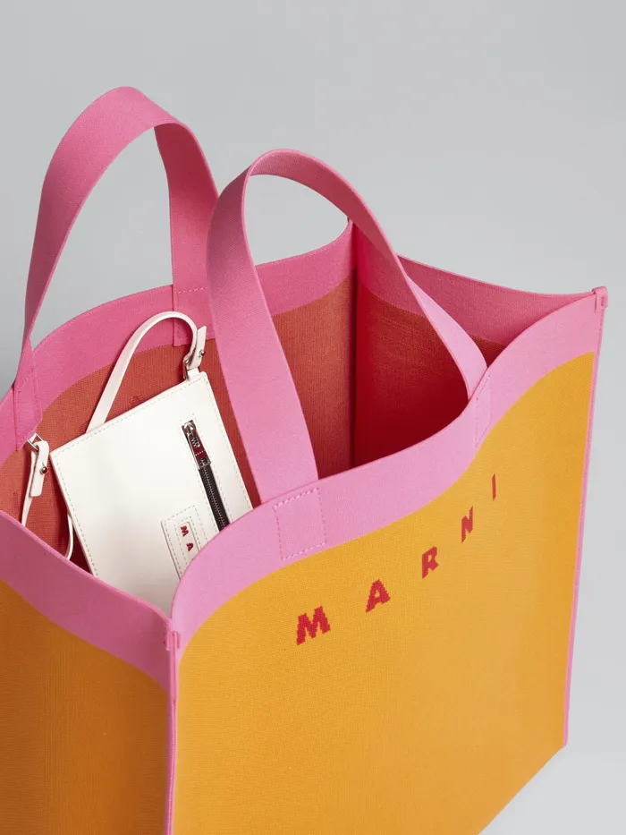 Marni Orange And Pink Jacquard Shopping Bag Light Orange Womens Shopping Bags Marni Orange And Pink Jacquard Shopping Bag Light Orange Womens Shopping Bags