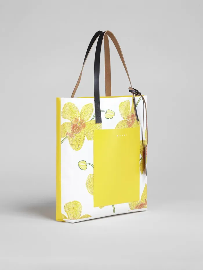 Marni Orchids Print Yellow Shopping Bag Maize Womens Shopping Bags Marni Orchids Print Yellow Shopping Bag Maize Womens Shopping Bags