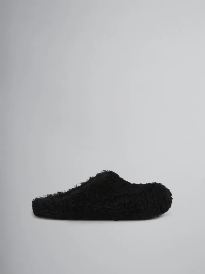 Marni Shearling Fussbett Sabot Black Womens Flats