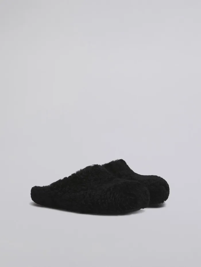 Marni Shearling Fussbett Sabot Black Womens Flats Marni Shearling Fussbett Sabot Black Womens Flats