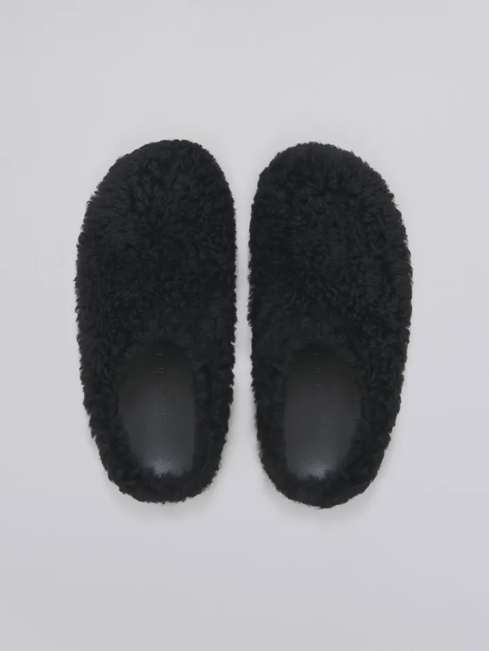 Marni Shearling Fussbett Sabot Black Womens Flats Marni Shearling Fussbett Sabot Black Womens Flats