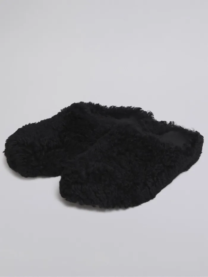 Marni Shearling Fussbett Sabot Black Womens Flats Marni Shearling Fussbett Sabot Black Womens Flats