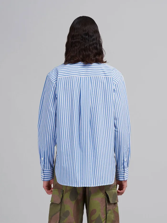 Marni Striped Poplin And Chin Canvas Shirt Iris Blue Mens Shirts Marni Striped Poplin And Chin Canvas Shirt Iris Blue Mens Shirts