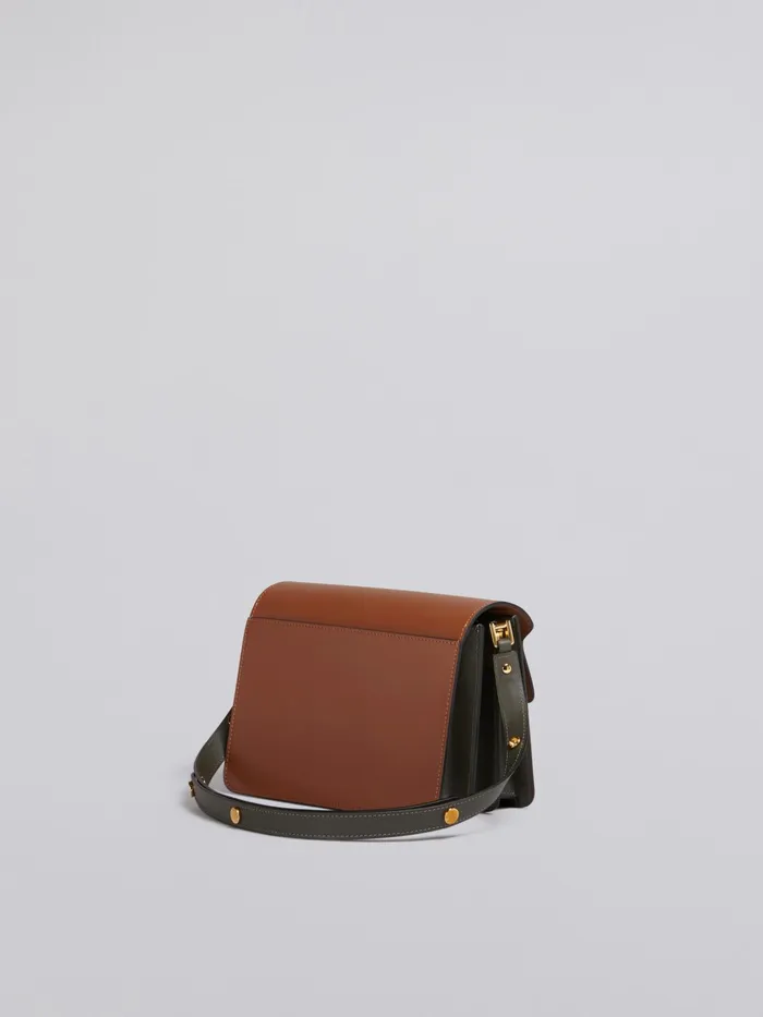 Marni Trunk Media Bag In Brown White And Green Leather Marron Womens Crossbody Bags Marni Trunk Media Bag In Brown White And Green Leather Marron Womens Crossbody Bags