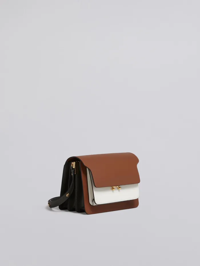 Marni Trunk Media Bag In Brown White And Green Leather Marron Womens Crossbody Bags Marni Trunk Media Bag In Brown White And Green Leather Marron Womens Crossbody Bags