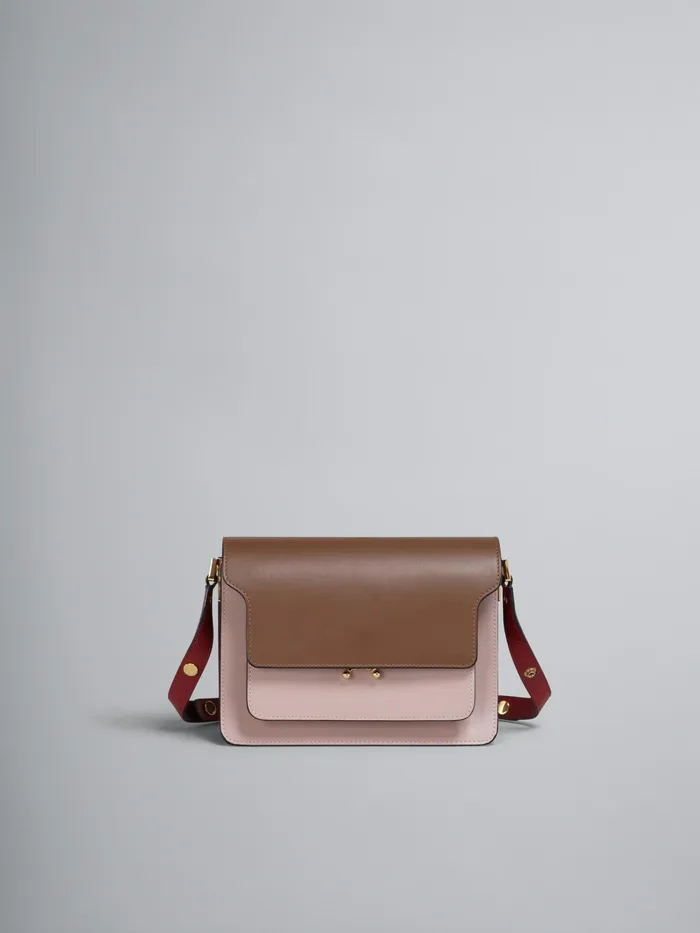 Marni Trunk Medium Bag In Brown Pink And Red Leather Gold Brown Womens Crossbody Bags Marni Trunk Medium Bag In Brown Pink And Red Leather Gold Brown Womens Crossbody Bags