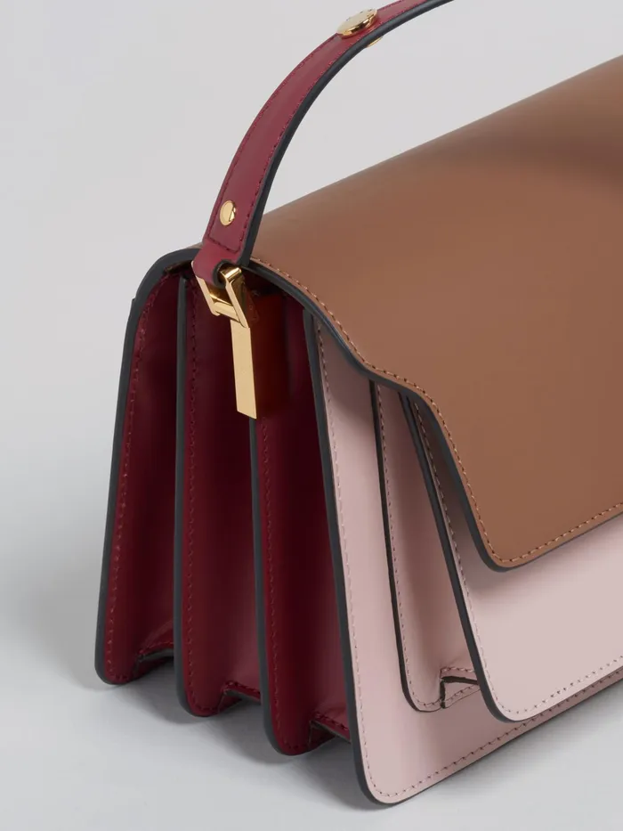 Marni Trunk Medium Bag In Brown Pink And Red Leather Gold Brown Womens Crossbody Bags Marni Trunk Medium Bag In Brown Pink And Red Leather Gold Brown Womens Crossbody Bags