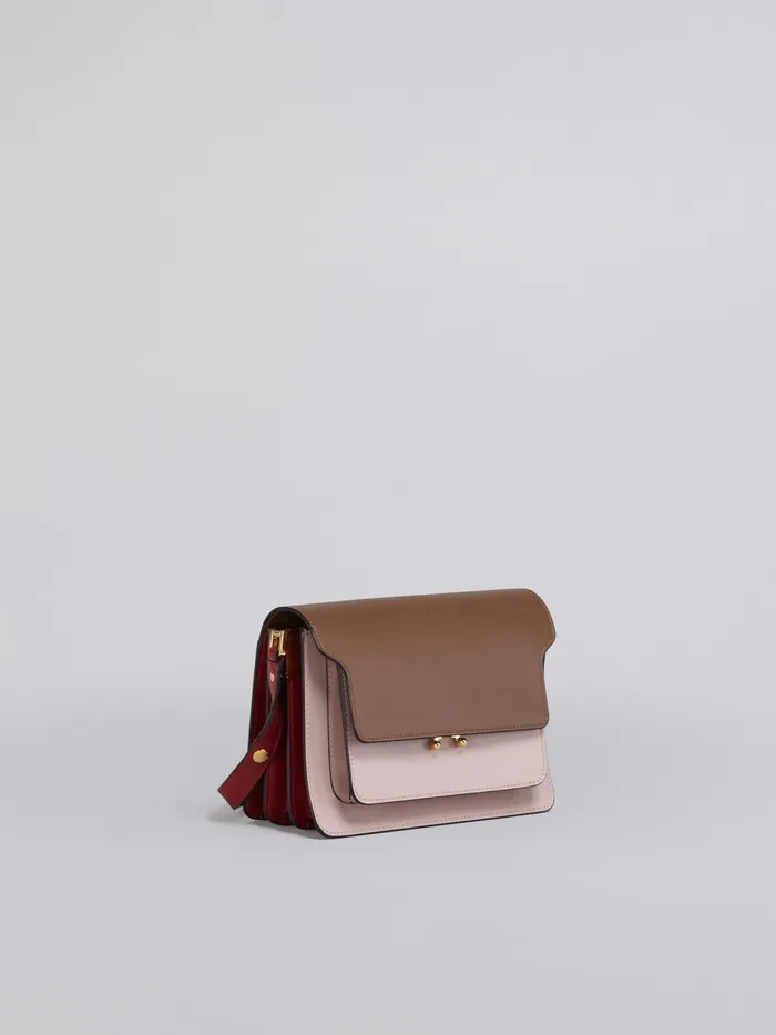 Marni Trunk Medium Bag In Brown Pink And Red Leather Gold Brown Womens Crossbody Bags Marni Trunk Medium Bag In Brown Pink And Red Leather Gold Brown Womens Crossbody Bags