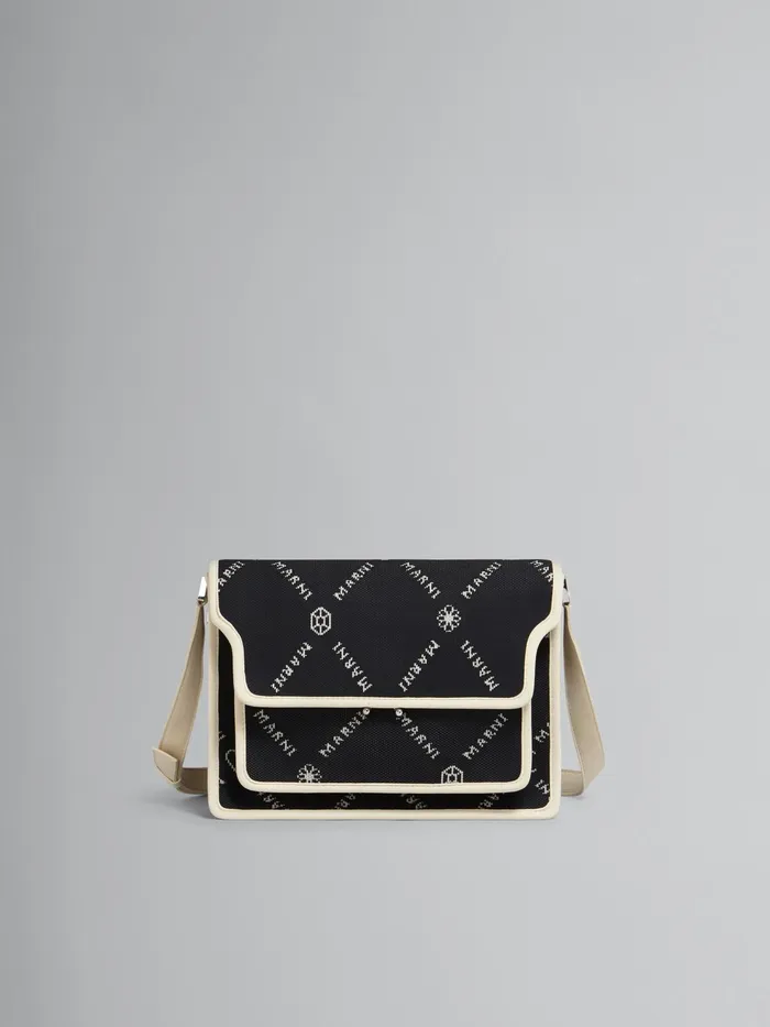 Marni Trunk Soft Large Bag In Gram Jacquard Black Mens Shoulder Bags