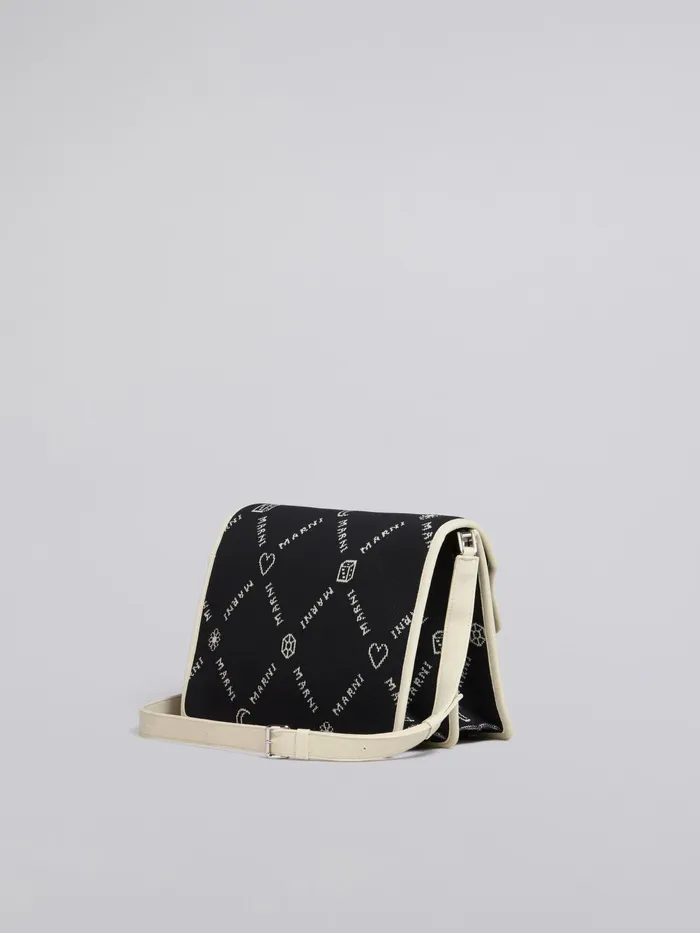 Marni Trunk Soft Large Bag In Gram Jacquard Black Mens Shoulder Bags Marni Trunk Soft Large Bag In Gram Jacquard Black Mens Shoulder Bags