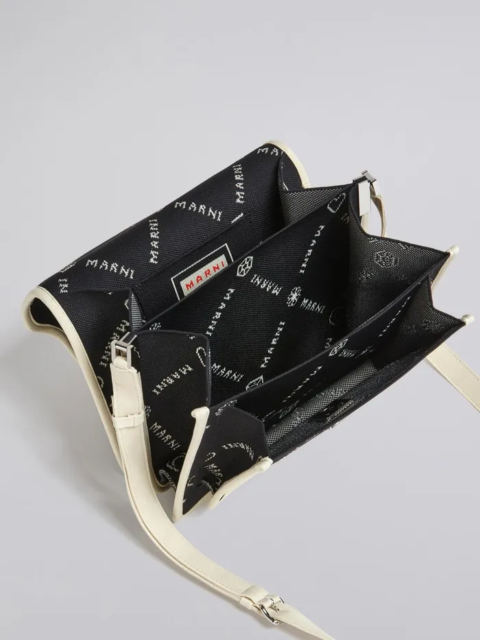 Marni Trunk Soft Large Bag In Gram Jacquard Black Mens Shoulder Bags Marni Trunk Soft Large Bag In Gram Jacquard Black Mens Shoulder Bags
