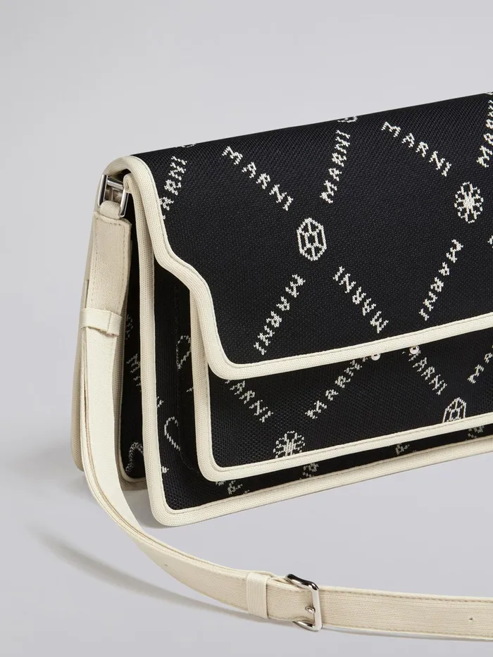 Marni Trunk Soft Large Bag In Gram Jacquard Black Mens Shoulder Bags Marni Trunk Soft Large Bag In Gram Jacquard Black Mens Shoulder Bags