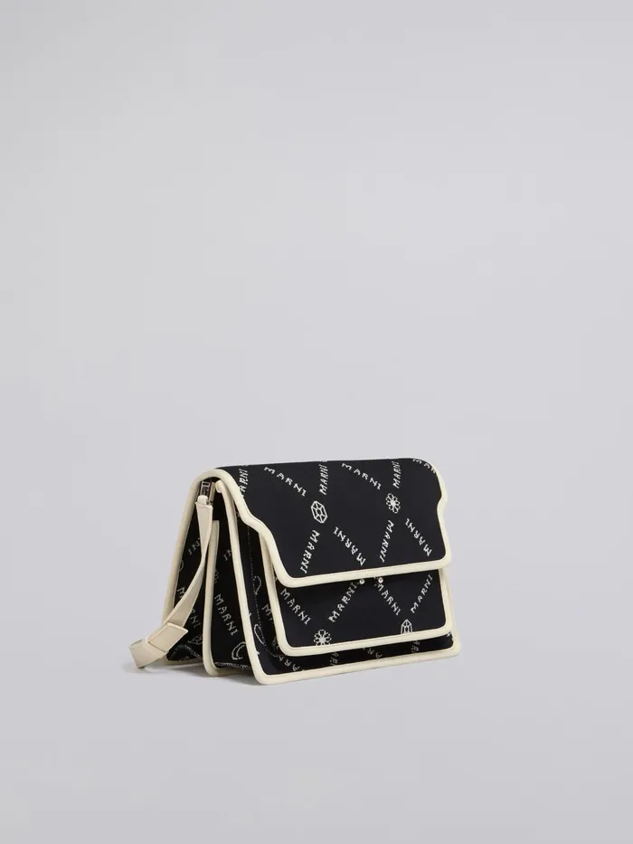 Marni Trunk Soft Large Bag In Gram Jacquard Black Mens Shoulder Bags Marni Trunk Soft Large Bag In Gram Jacquard Black Mens Shoulder Bags