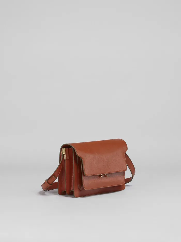 Marni Trunk Soft Medium Bag In Brown Leather Rust Womens Crossbody Bags Marni Trunk Soft Medium Bag In Brown Leather Rust Womens Crossbody Bags