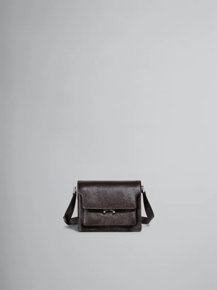 Marni Trunk Soft Mini Bag In Brown Leather Black Earth Mens Shoulder Bags