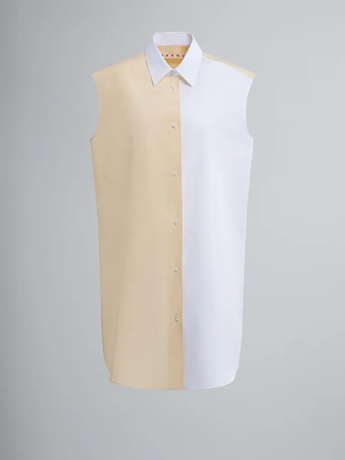 Marni Twotone Bio Poplin Top Lily White Womens Tops and Shirts